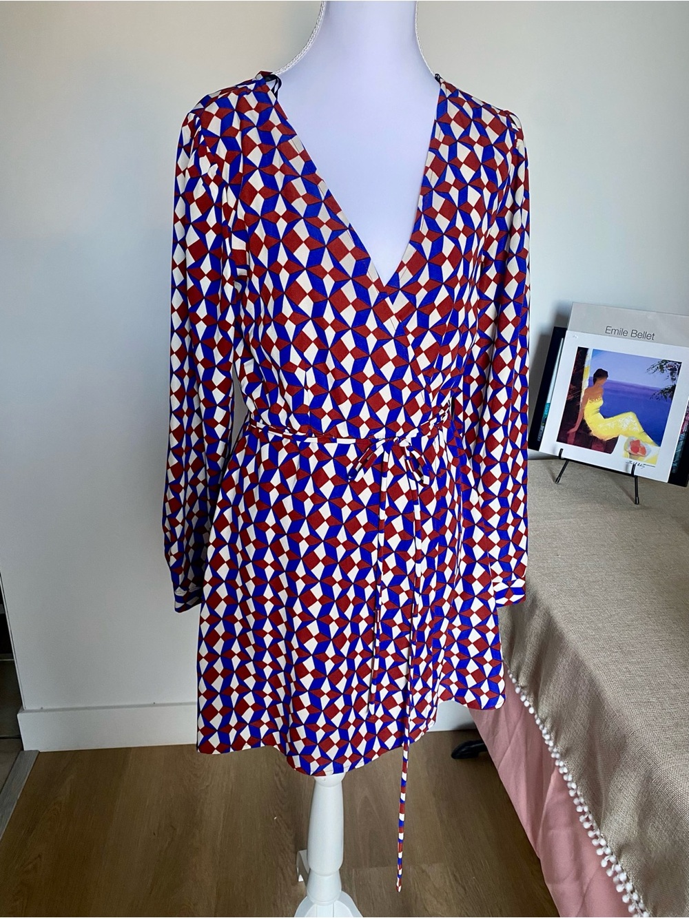 Forever 21 Red, Blue & White Geometric Dress